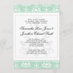 Invitation de Mint et de White Mariage damassé