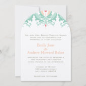 Invitation de Mint et Peach Mariage damassé (Devant)