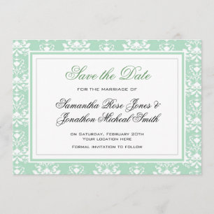 Invitation de Mint et White Mariage damassé