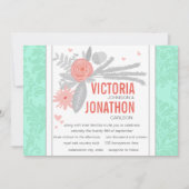 Invitation de Mint Mariage damassé moderne (Devant)