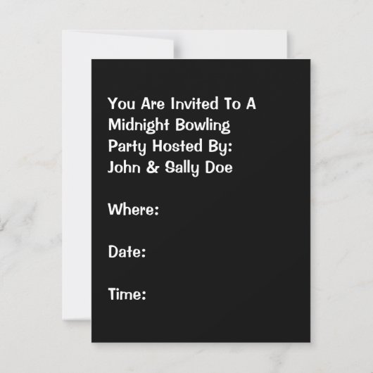 Invitation de minuit de Leag de rétro de bowling (Dos)