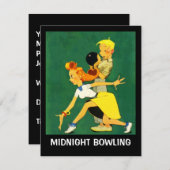 Invitation de minuit de Leag de rétro de bowling (Devant / Derrière)