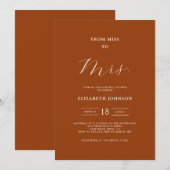 Invitation De Miss à Mme Minimal Fête des mariées en terre cu (Devant / Derrière)