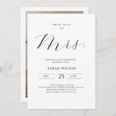 Invitation de Miss Minimalist Bridal Shower (Devant / Derrière)