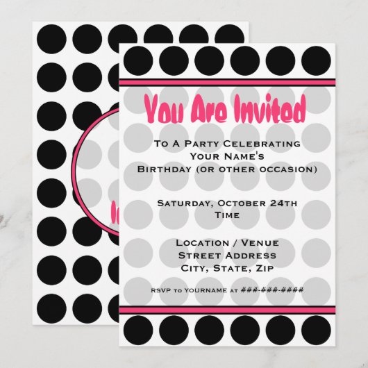 Invitation de mode à pois (Devant / Derrière)