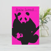 Invitation de mode panda framboise noir rose (Debout devant)