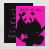 Invitation de mode panda framboise noir rose (Devant / Derrière)