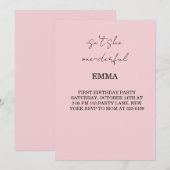 Invitation de modèle de 1er anniversaire de fille (Devant / Derrière)