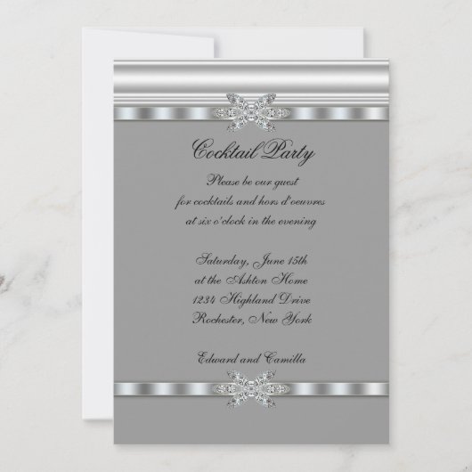 Invitation de modèle de cocktail Silver & Black (Devant)