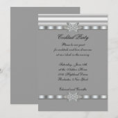 Invitation de modèle de cocktail Silver & Black (Devant / Derrière)