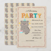 Invitation de modèle de fête d'anniversaire de cha (Devant / Derrière)