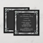 Invitation de modèle de fête d'anniversaire noir (Devant / Derrière)