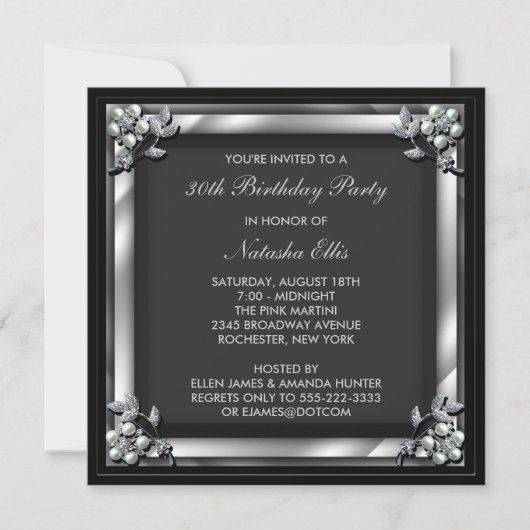 Invitation de modèle de fête d'anniversaire noir (Devant)