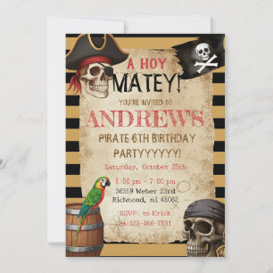 Invitation de modèle de fête de pirates modifiable
