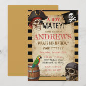 Invitation de modèle de fête de pirates modifiable (Devant / Derrière)