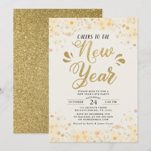 Invitation de modèle de fête du Nouvel An (Devant / Derrière)