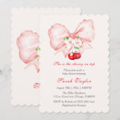Invitation de modèle de fête prénatale Bébé Cerise (Devant / Derrière)