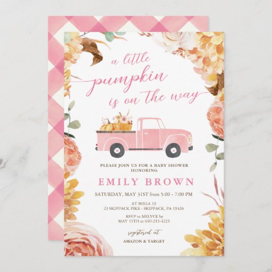 Invitation de modèle de petite citrouille pour une (Devant / Derrière)