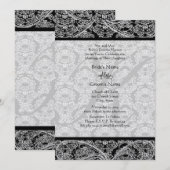 Invitation de Monogram Black Mariage damassé (Devant / Derrière)
