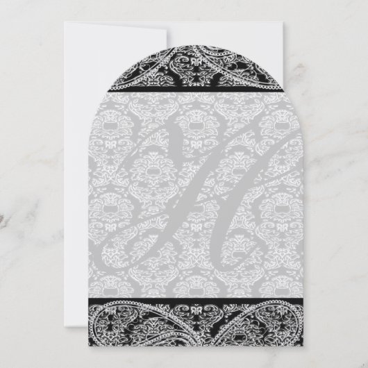 Invitation de Monogram Black Mariage damassé (Devant)