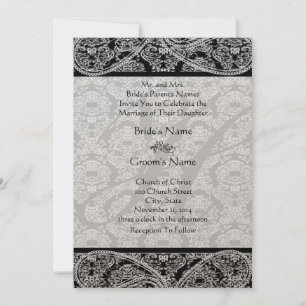 Invitation de Monogram Black Mariage damassé