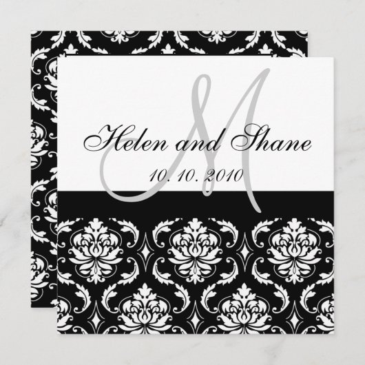Invitation de Monogram Mariage damassé (Devant / Derrière)