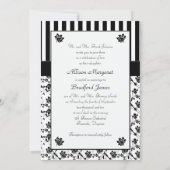 Invitation de monogramme à rayures florales noir e (Dos)