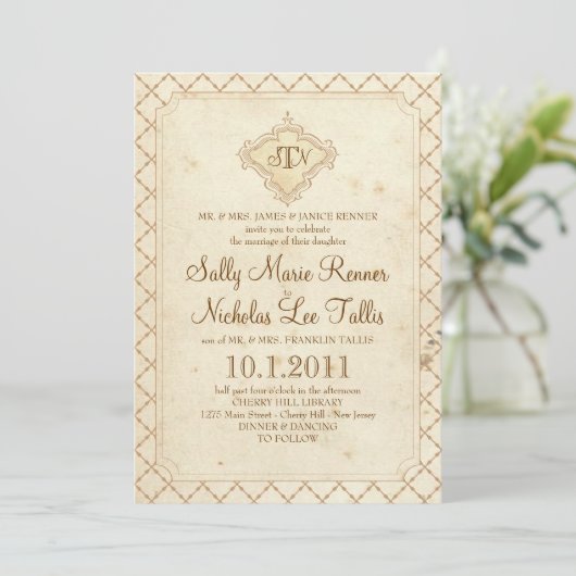 Invitation de monogramme de conte de fées (Debout devant)