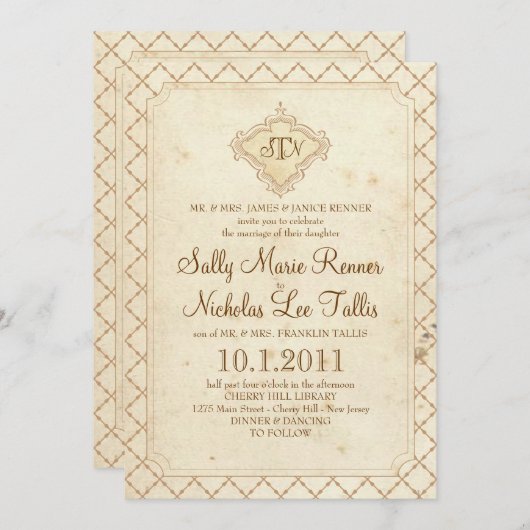 Invitation de monogramme de conte de fées (Devant / Derrière)