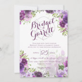 Invitation de monogramme de pompier à fleurs viole (Devant)