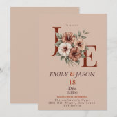 Invitation de monogramme floral élégant (Devant / Derrière)