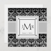 Invitation de Monogramme Mariage damassé (Devant / Derrière)