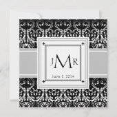 Invitation de Monogramme Mariage damassé (Devant)