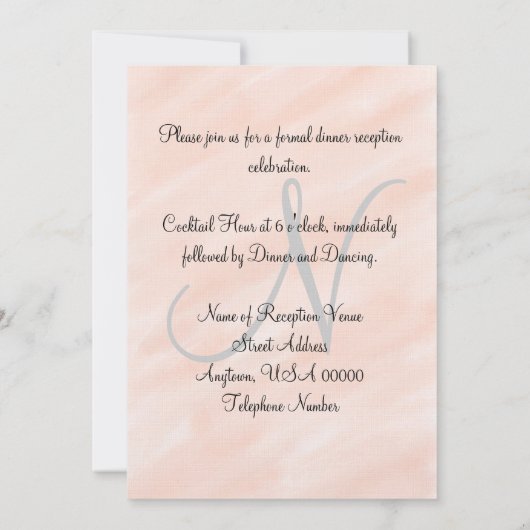 Invitation de monogramme rose pour réception de no (Dos)