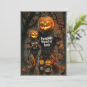 Invitation de Monster Bash de citrouille effrayant (Debout devant)