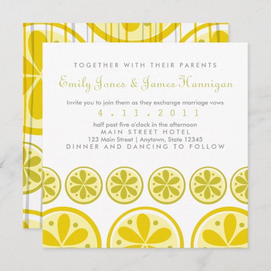 Invitation de motif d'agrume (Devant / Derrière)