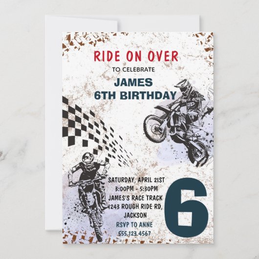 Invitation de moto cross Invitation de fête de mot (Devant)