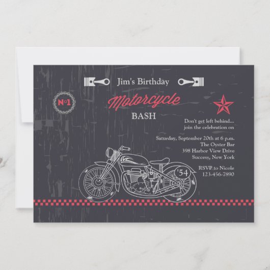 Invitation de motocyclette Chalkboard (Devant)