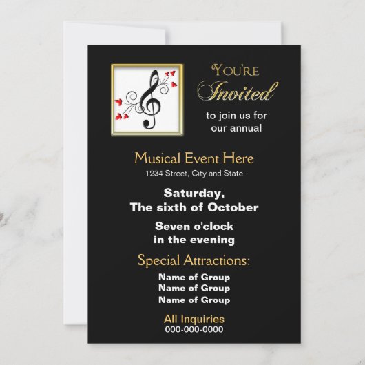 Invitation de musique - Notes/Clavier (Dos)