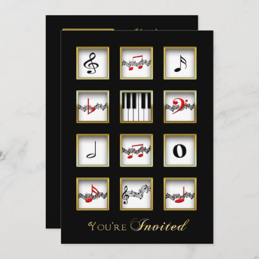 Invitation de musique - Notes/Clavier (Devant / Derrière)
