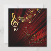 Invitation de musique -REd - Notes d'or -Classy (Devant)