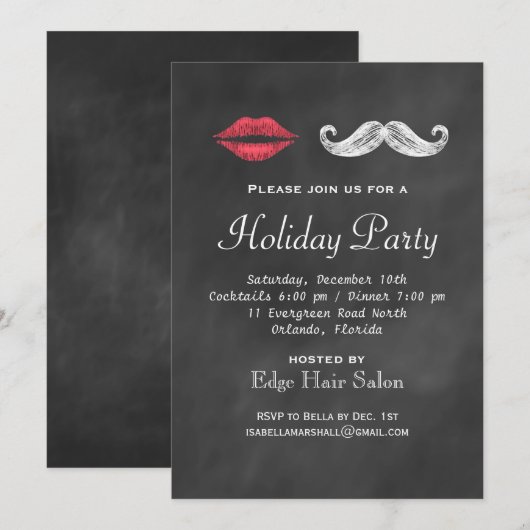 Invitation de Mustache & Lips Corporate Party (Devant / Derrière)