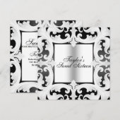 Invitation de naissance avec design damassé Sweet1 (Devant / Derrière)