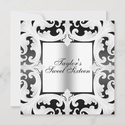 Invitation de naissance avec design damassé Sweet1 (Devant)