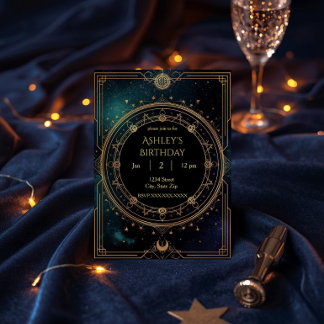 Invitation de Naissance Céleste de Luxe – Minuit