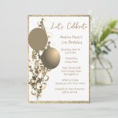 Invitation de naissance chic bronze doré pailleté (Debout devant)