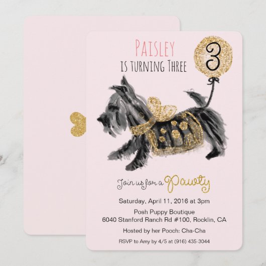 Invitation de naissance de chiot de couture TOUT Â (Devant / Derrière)