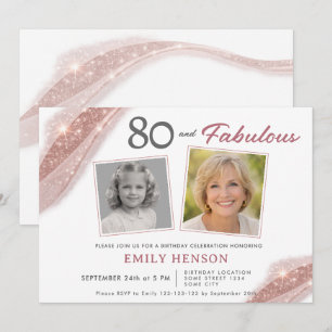 Invitation de naissance élégante 80 et or rose pho