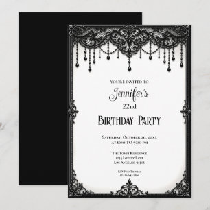 Invitation de naissance élégante en dentelle noire