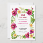 Invitation de naissance Fête Tropicale Florale Ros (Devant)